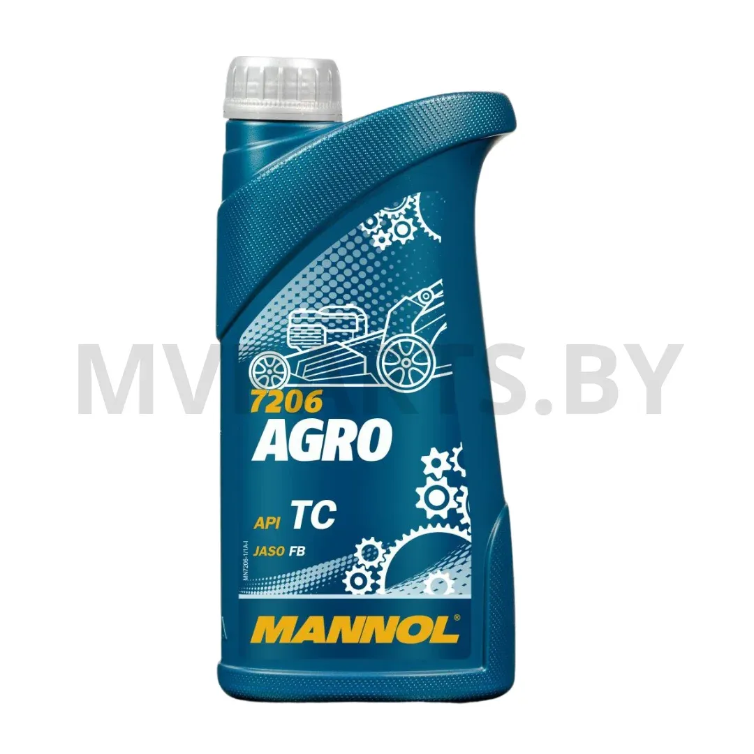 Масло MANNOL 7206 Agro API TC 1л JASO FB API TC (Масло для мини тракторов, газонокосилок, бензопил.)