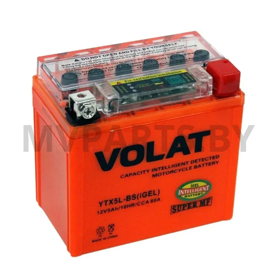 Аккумулятор АКБ VOLAT(5 Ah)65A, 12V R+ YB5L-BS YB5L-BS(iGEL)