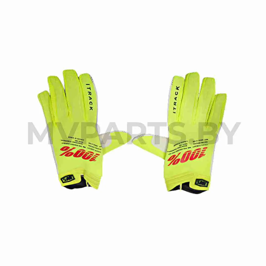 Мотоперчатки кроссовые 100% лайм (LIME) XL