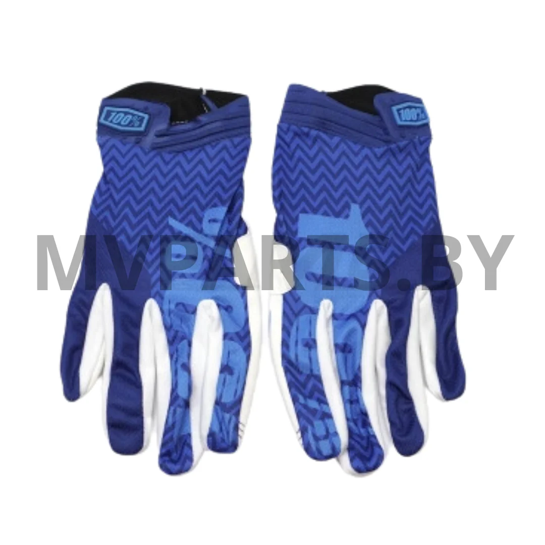 Мотоперчатки кроссовые 100% бело-синие (BLUE) XL