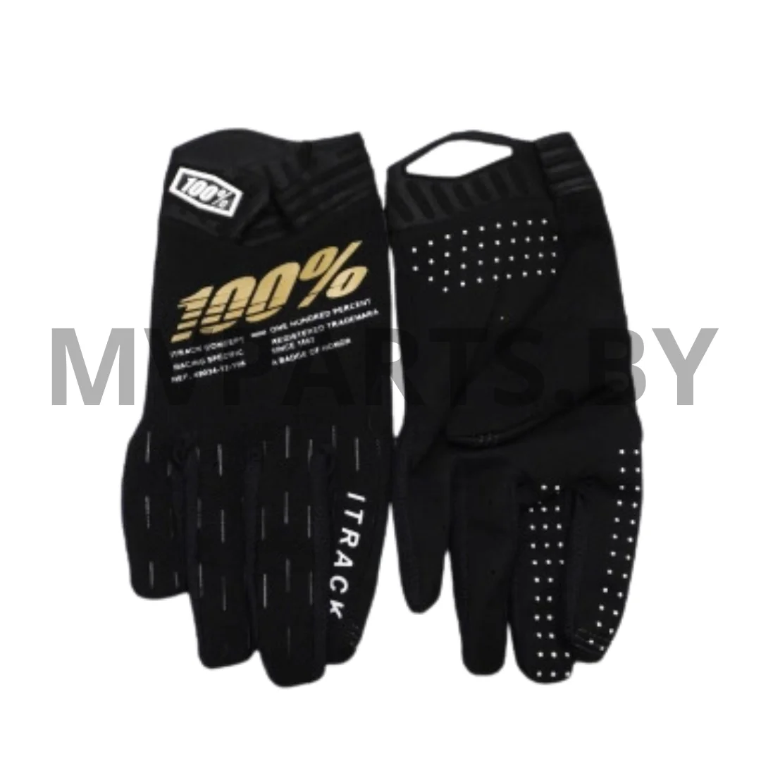 Мотоперчатки кроссовые 100% черные (BLACK) XL